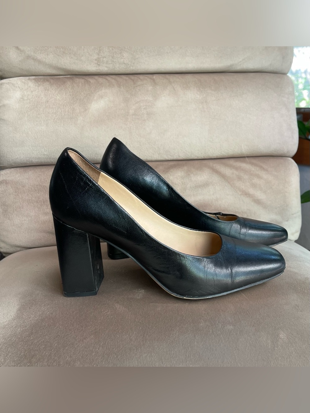 Elegant Franco Sarto Black Block High Heels